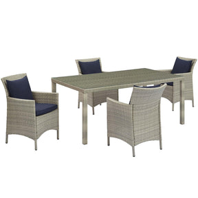 Modway Furniture Modern Conduit 5 Piece Outdoor Patio Wicker Rattan Dining Set - EEI-3894