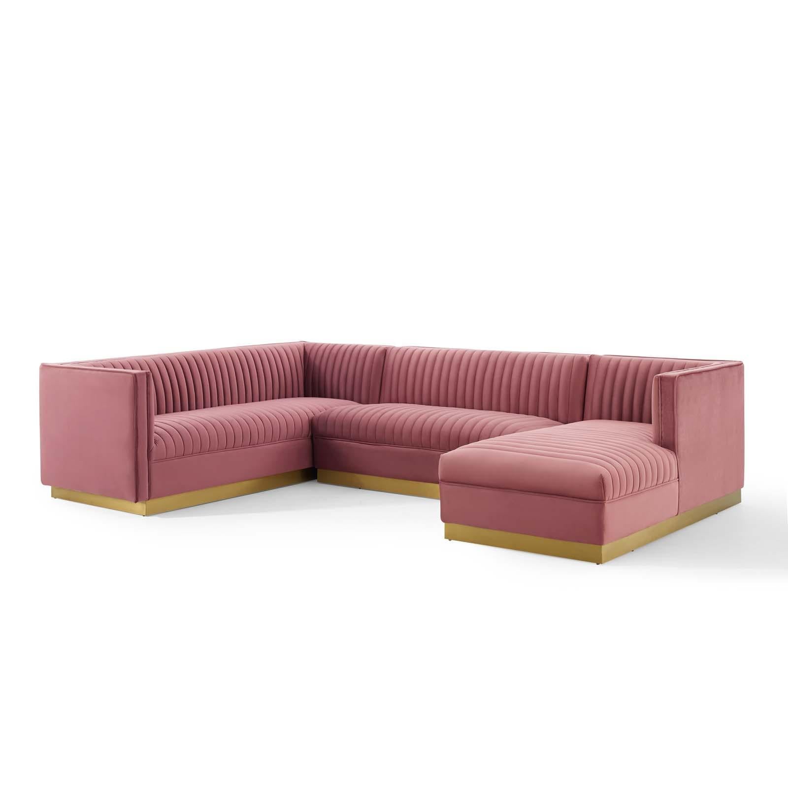 Modway Furniture Modern Sanguine 3 Piece Performance Velvet Sectional Sofa Set - EEI-3921