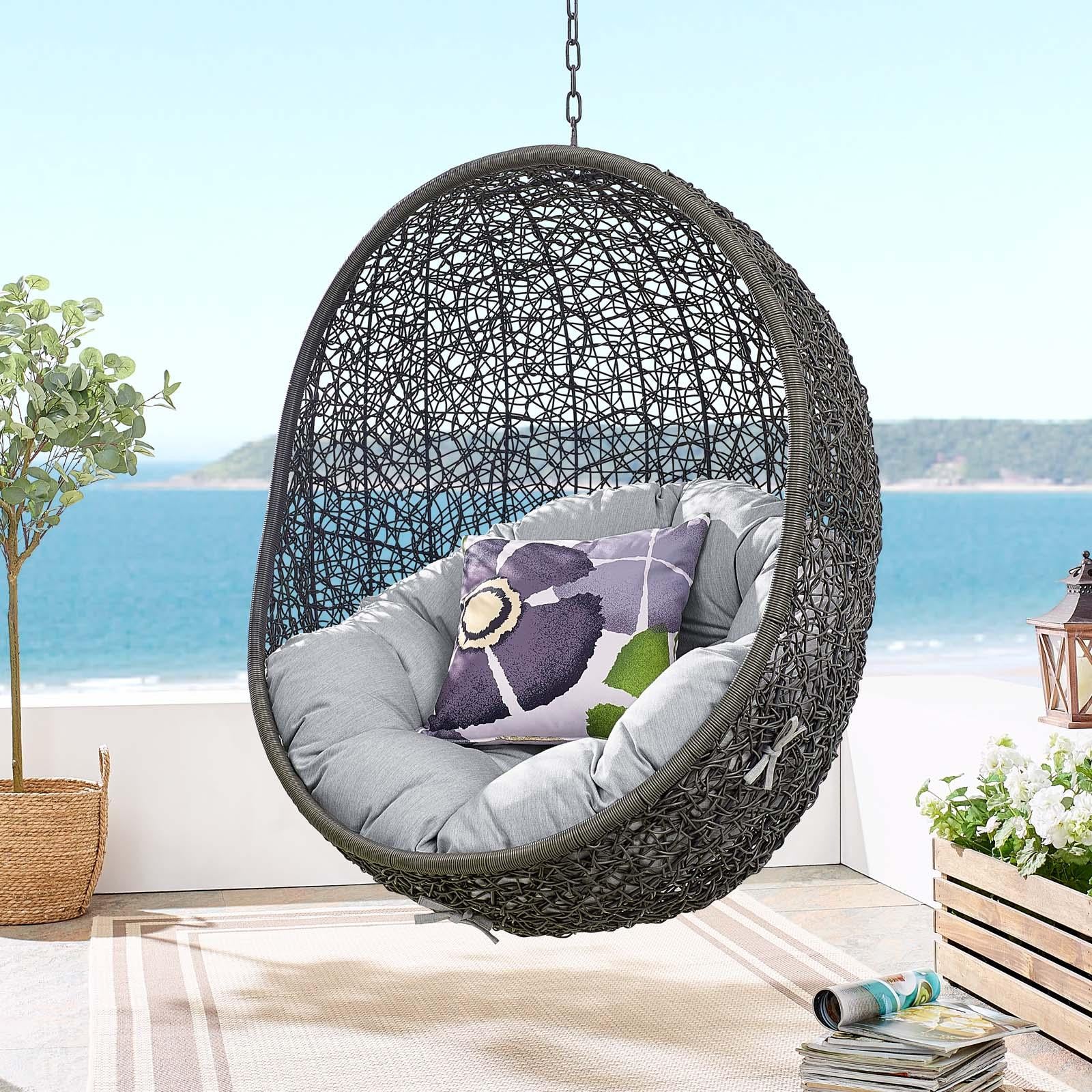 Modway Furniture Modern Hide Outdoor Patio Sunbrella® Swing Chair With Stand - EEI-3929