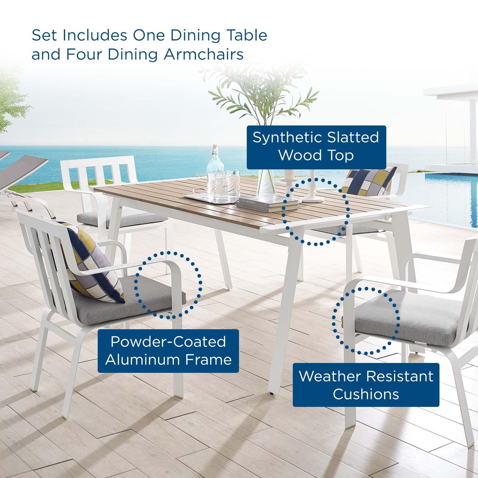 Modway Furniture Modern Baxley 5 Piece Outdoor Patio Aluminum Dining Set - EEI-3964