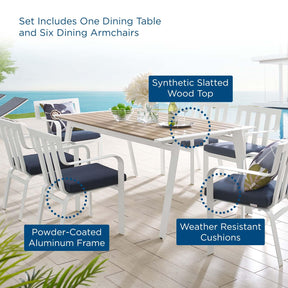 Modway Furniture Modern Baxley 7 Piece Outdoor Patio Aluminum Dining Set - EEI-3965