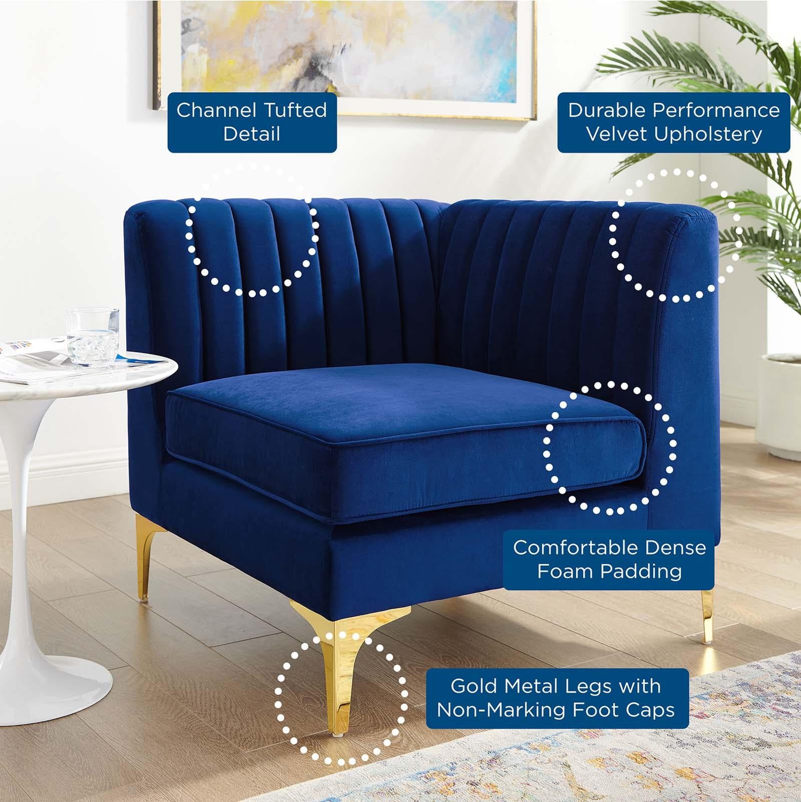 Modway Furniture Modern Triumph Channel Tufted Performance Velvet Sectional Sofa Corner Chair - EEI-3983