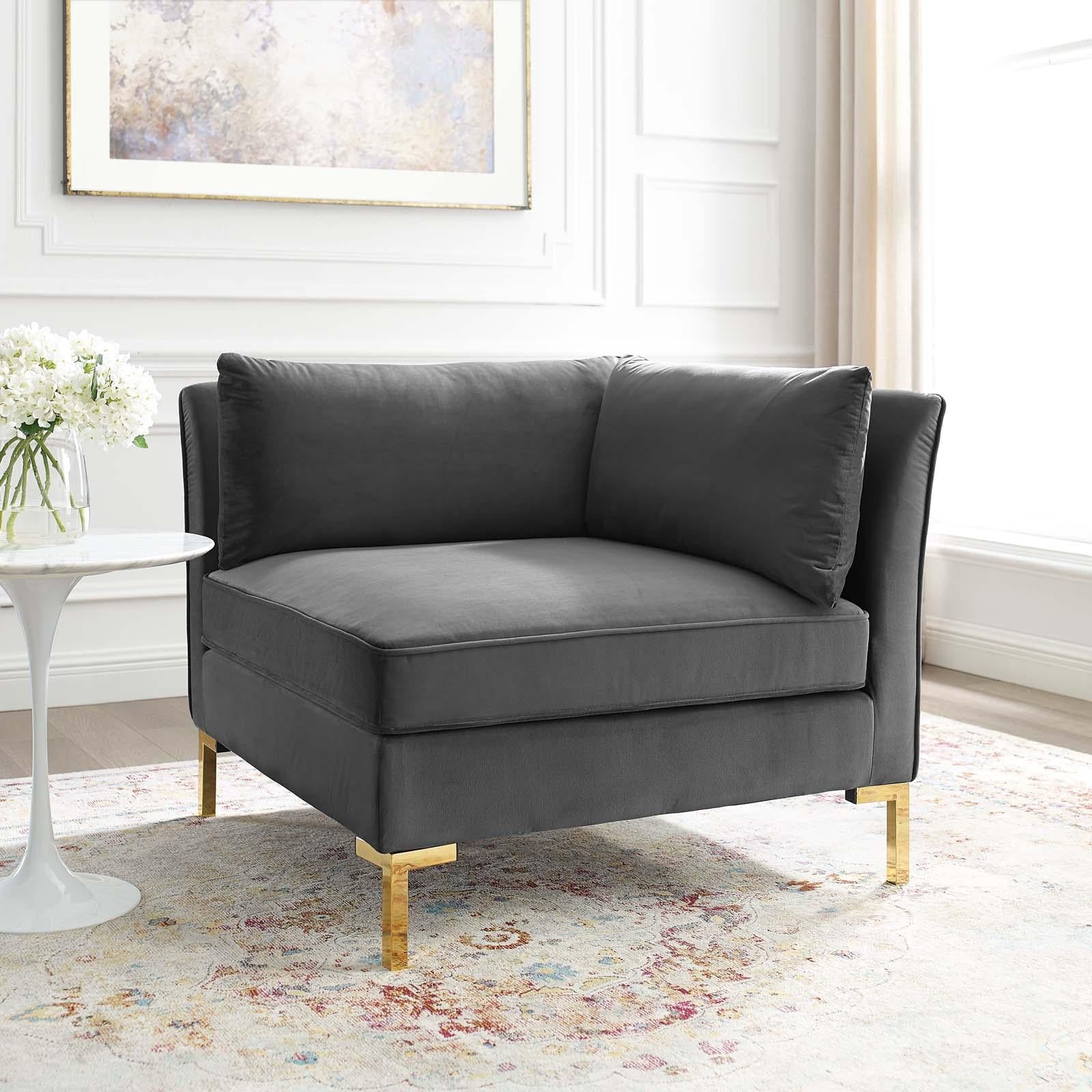 Modway Furniture Modern Ardent Performance Velvet Sectional Sofa Corner Chair - EEI-3985