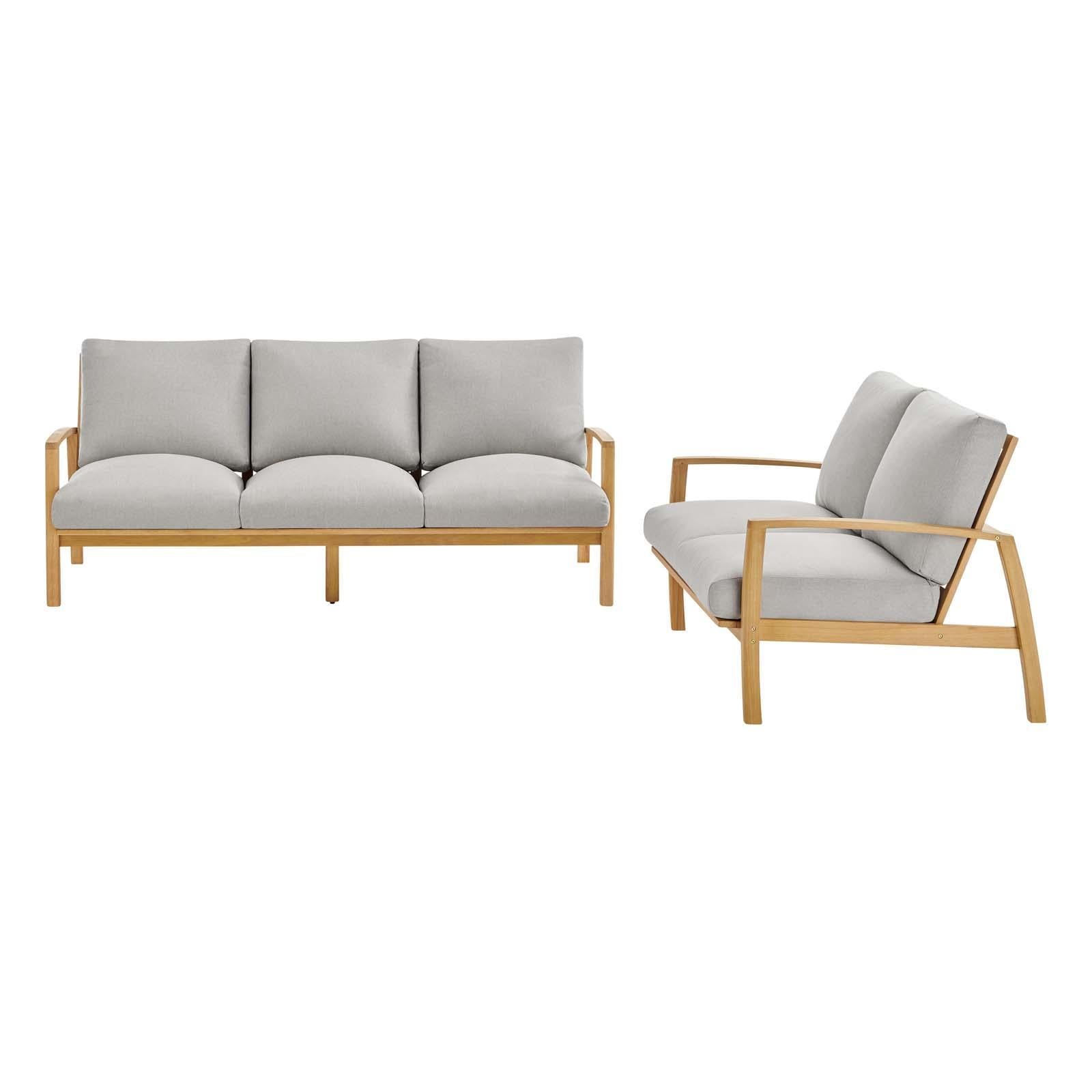 Modway Furniture Modern Orlean Outdoor Patio Eucalyptus Wood Sofa and Loveseat Set - EEI-3990