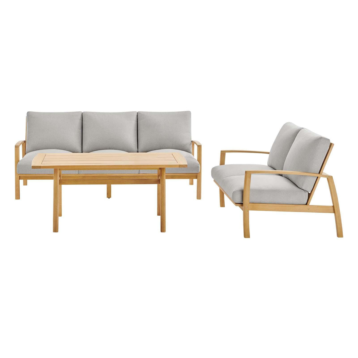 Modway Furniture Modern Orlean 3 Piece Outdoor Patio Eucalyptus Wood Set - EEI-3992