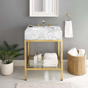 Modway Furniture Modern Kingsley 26" Gold Stainless Steel Bathroom Vanity - EEI-3995