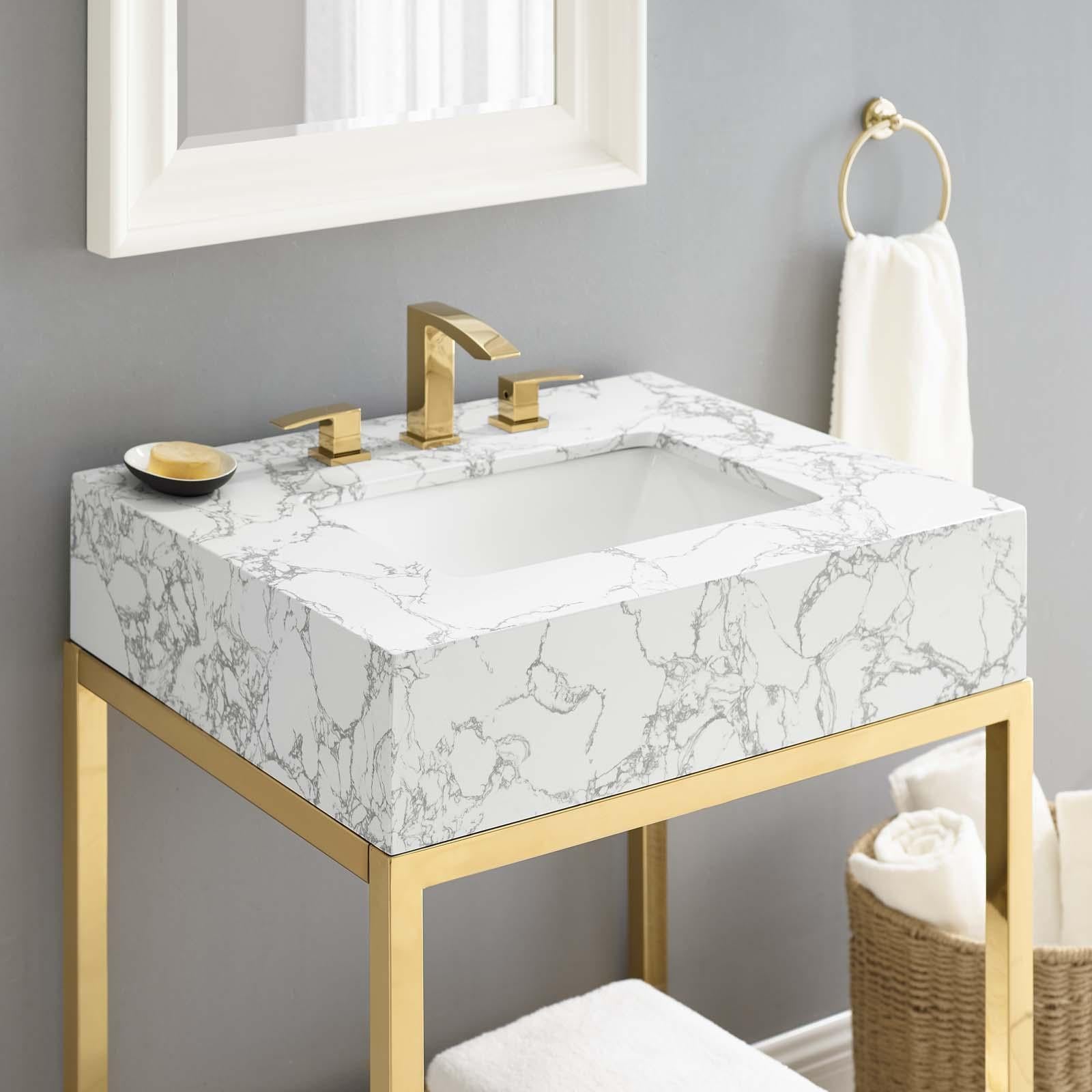 Modway Furniture Modern Kingsley 26" Gold Stainless Steel Bathroom Vanity - EEI-3995