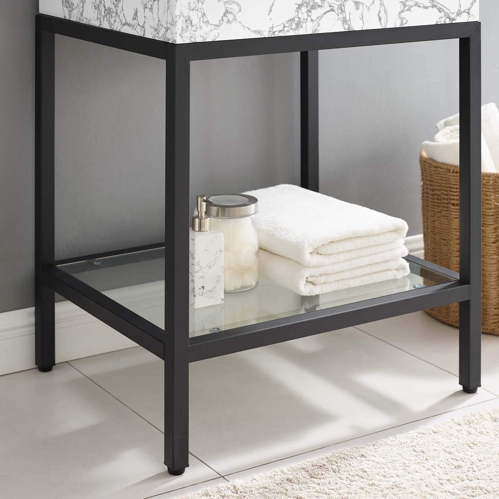 Modway Furniture Modern Kingsley 26" Black Stainless Steel Bathroom Vanity - EEI-3996