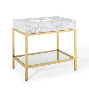 Modway Furniture Modern Kingsley 36" Gold Stainless Steel Bathroom Vanity - EEI-3997