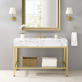 Modway Furniture Modern Kingsley 50" Gold Stainless Steel Bathroom Vanity - EEI-3999