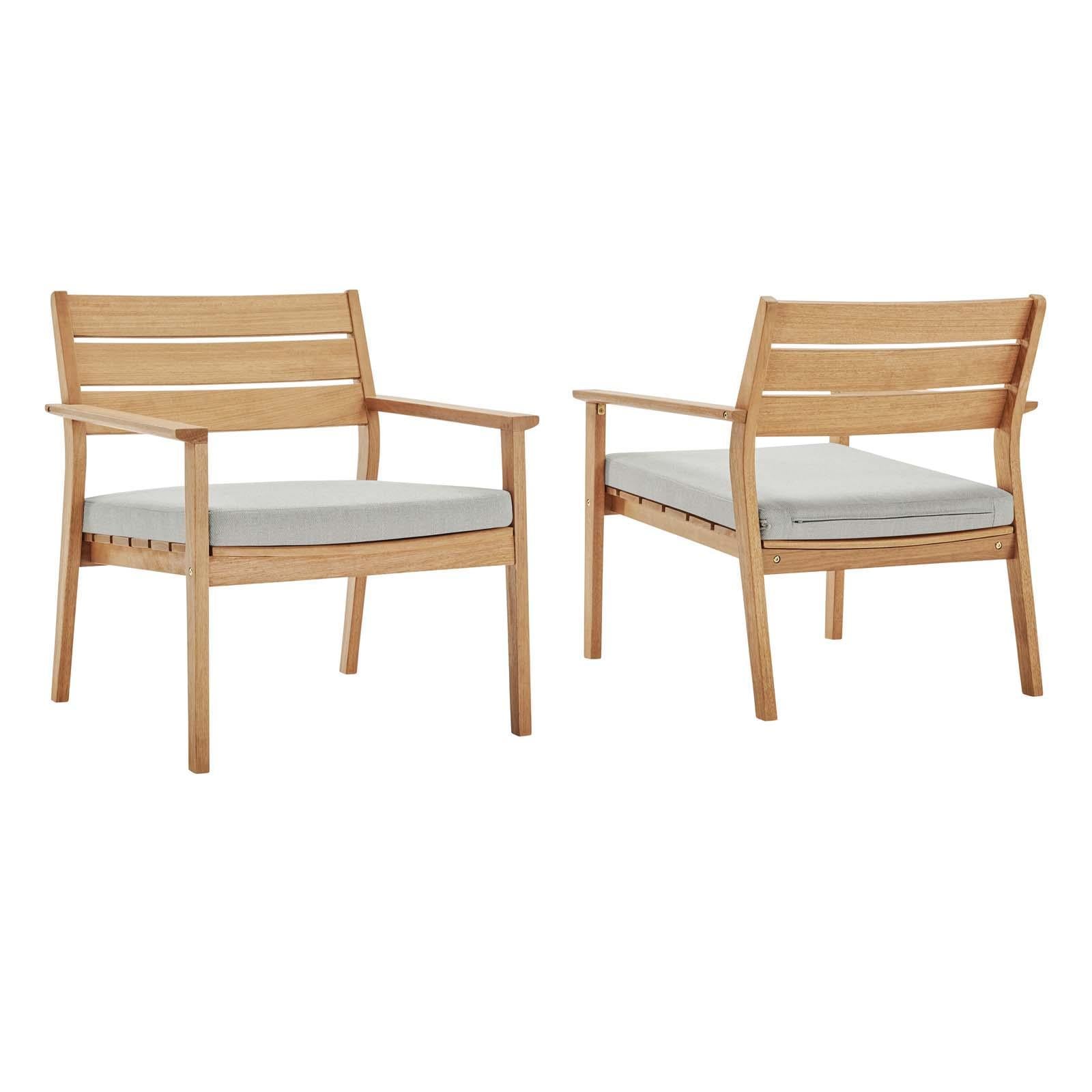 Modway Furniture Modern Breton Outdoor Patio Ash Wood Armchair Set of 2 - EEI-4009