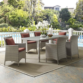 Modway Furniture Modern Conduit 7 Piece Outdoor Patio Wicker Rattan Dining Set - EEI-4015