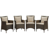 Modway Furniture Modern Conduit Outdoor Patio Wicker Rattan Dining Armchair Set of 4 - EEI-4031