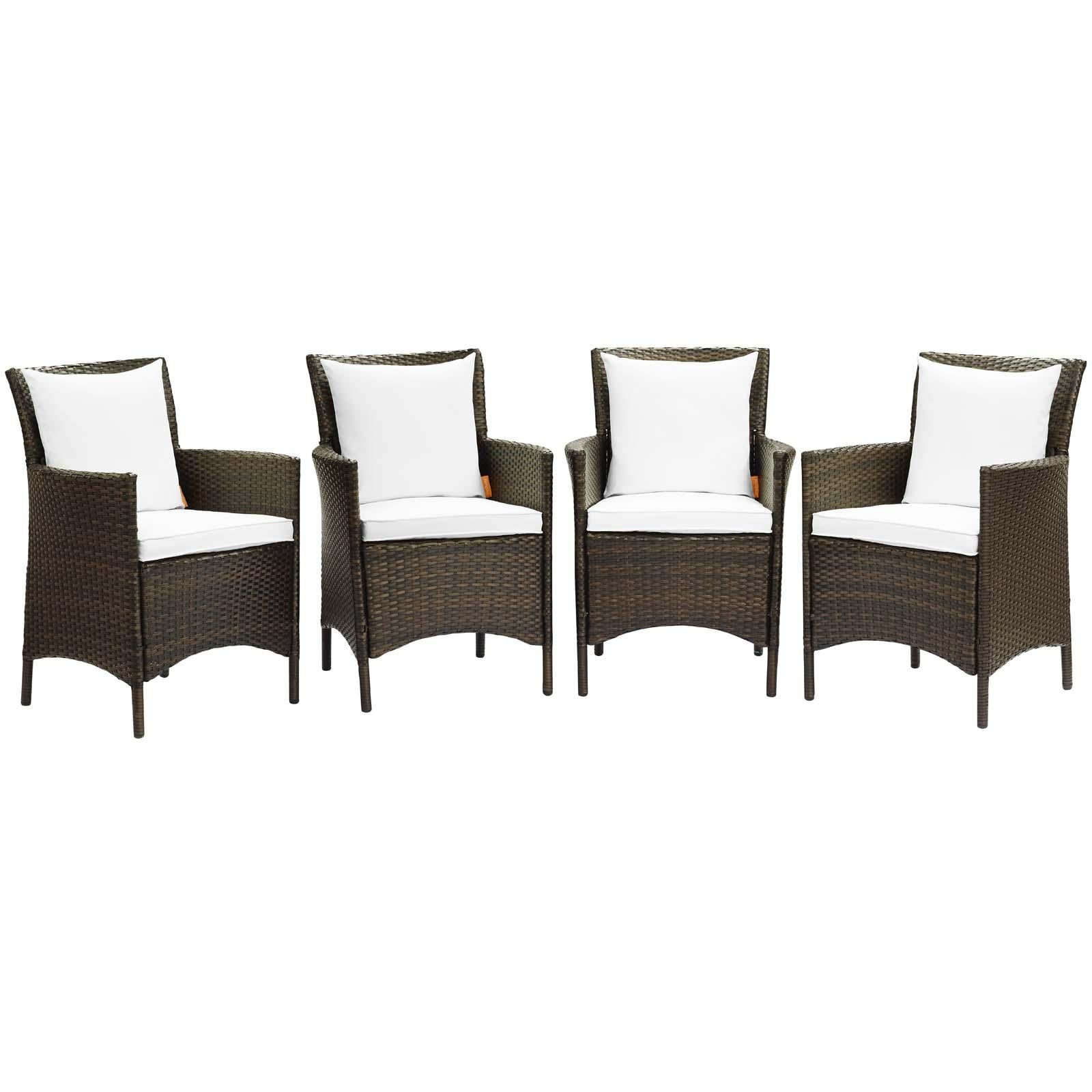 Modway Furniture Modern Conduit Outdoor Patio Wicker Rattan Dining Armchair Set of 4 - EEI-4031