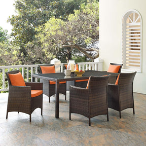 Modway Furniture Modern Conduit 7 Piece Outdoor Patio Wicker Rattan Dining Set - EEI-4032