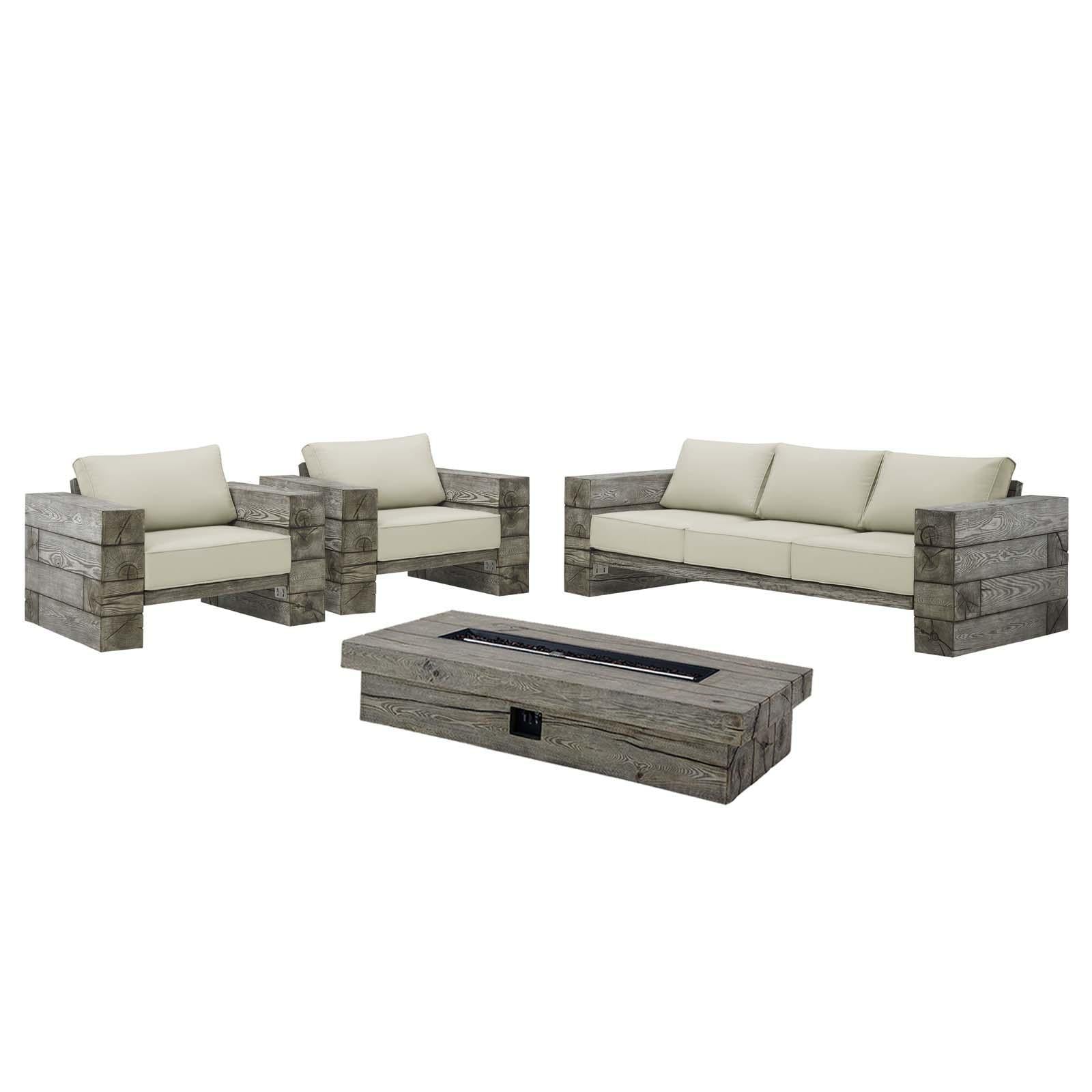 Modway Furniture Modern Manteo Rustic Coastal Outdoor Patio Sunbrella® 4 Piece Set - EEI-4036