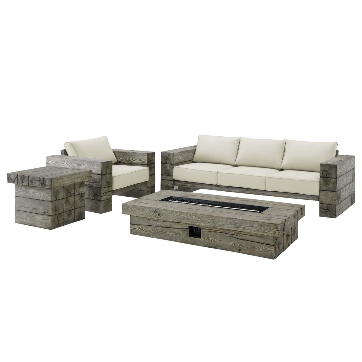Modway Furniture Modern Manteo Rustic Coastal Outdoor Patio Sunbrella® 4 Piece Set - EEI-4037
