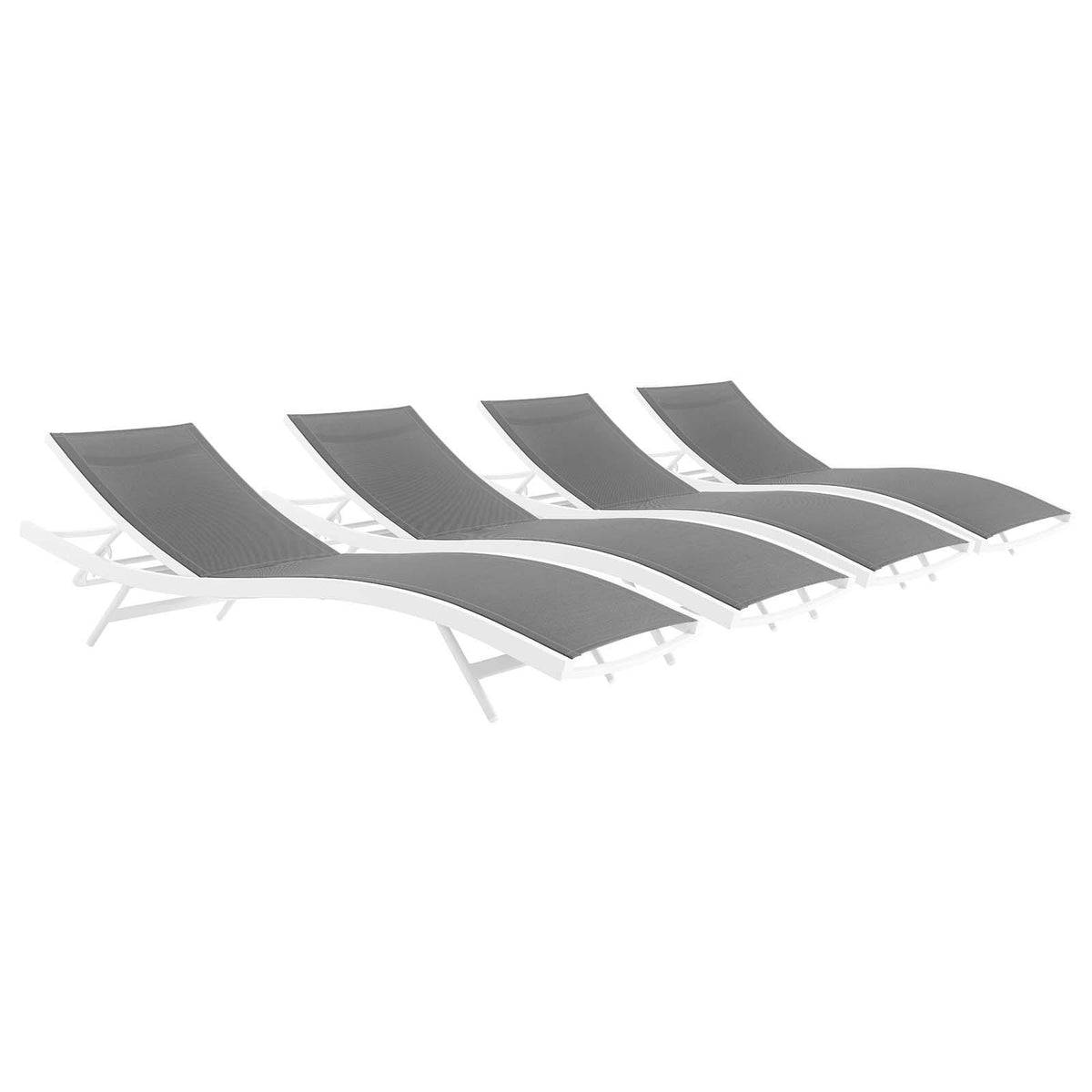 Modway Furniture Modern Glimpse Outdoor Patio Mesh Chaise Lounge Set of 4 - EEI-4039