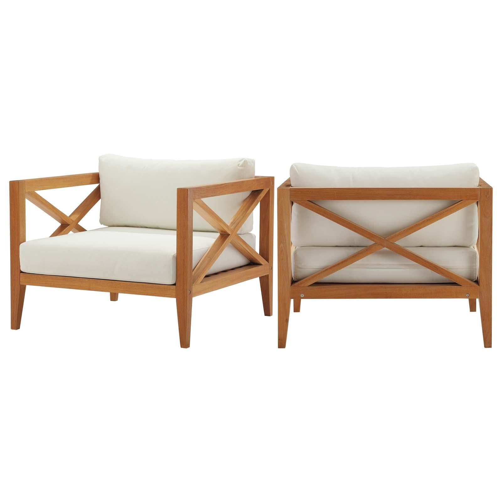 Modway Furniture Modern Northlake Outdoor Patio Premium Grade A Teak Wood Armchair Set of 2 - EEI-4041