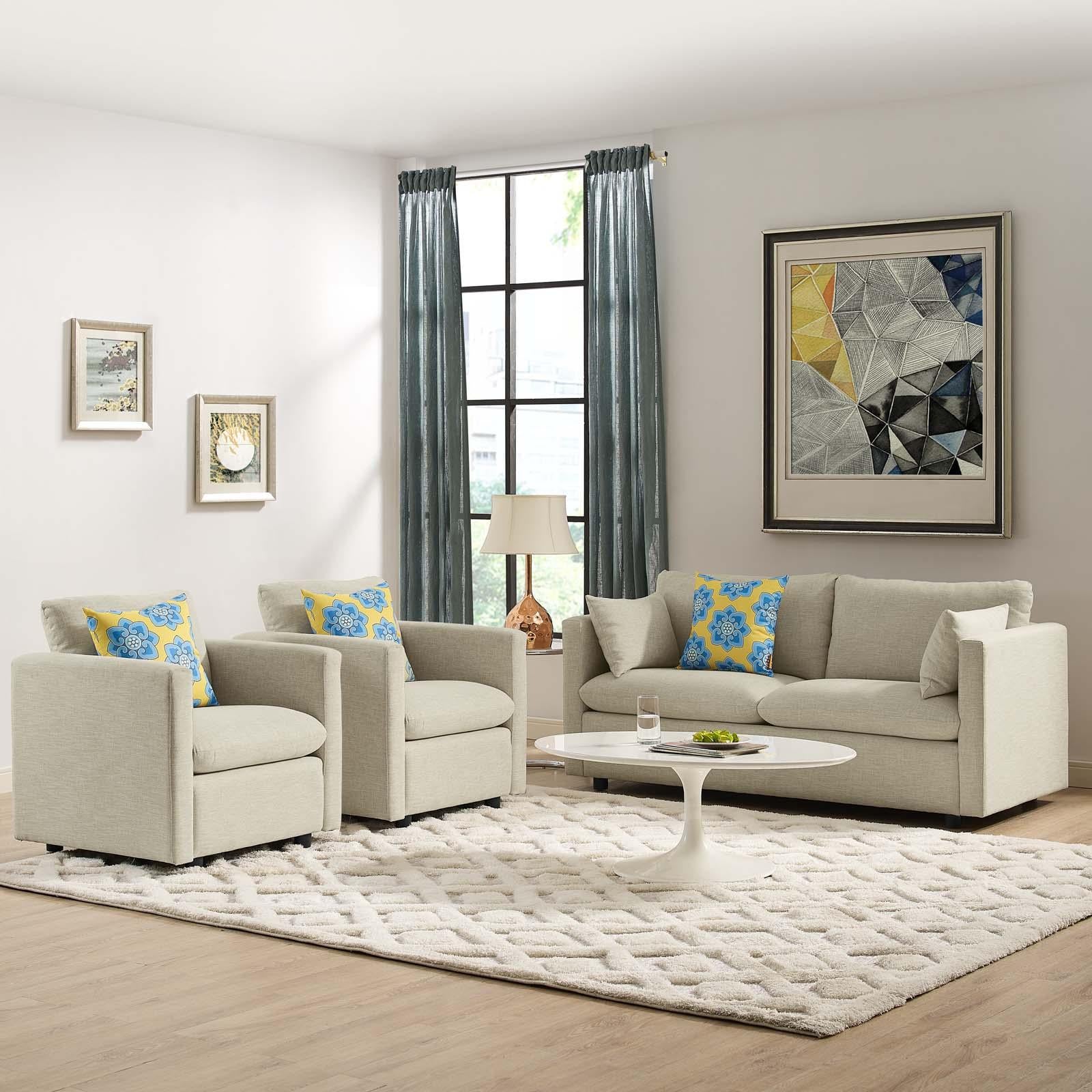 Modway Furniture Modern Activate 3 Piece Upholstered Fabric Set - EEI-4046