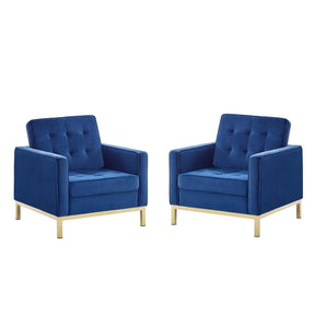 Modway Furniture Modern Loft Gold Stainless Steel Leg Performance Velvet Armchair Set of 2 - EEI-4094