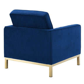 Modway Furniture Modern Loft Gold Stainless Steel Leg Performance Velvet Armchair Set of 2 - EEI-4094