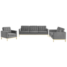 Modway Furniture Modern Loft Gold Stainless Steel Leg Performance Velvet 3 Piece Set - EEI-4100