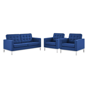 Modway Furniture Modern Loft 3 Piece Tufted Upholstered Faux Leather Set - EEI-4103