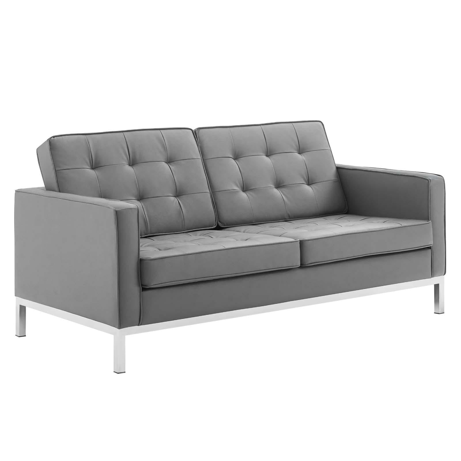 Modway Furniture Modern Loft Tufted Upholstered Faux Leather Sofa and Loveseat Set - EEI-4106