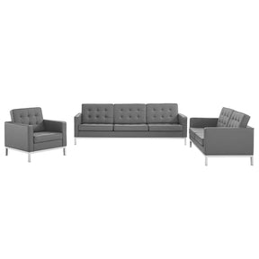 Modway Furniture Modern Loft Tufted Upholstered Faux Leather 3 Piece Set - EEI-4107