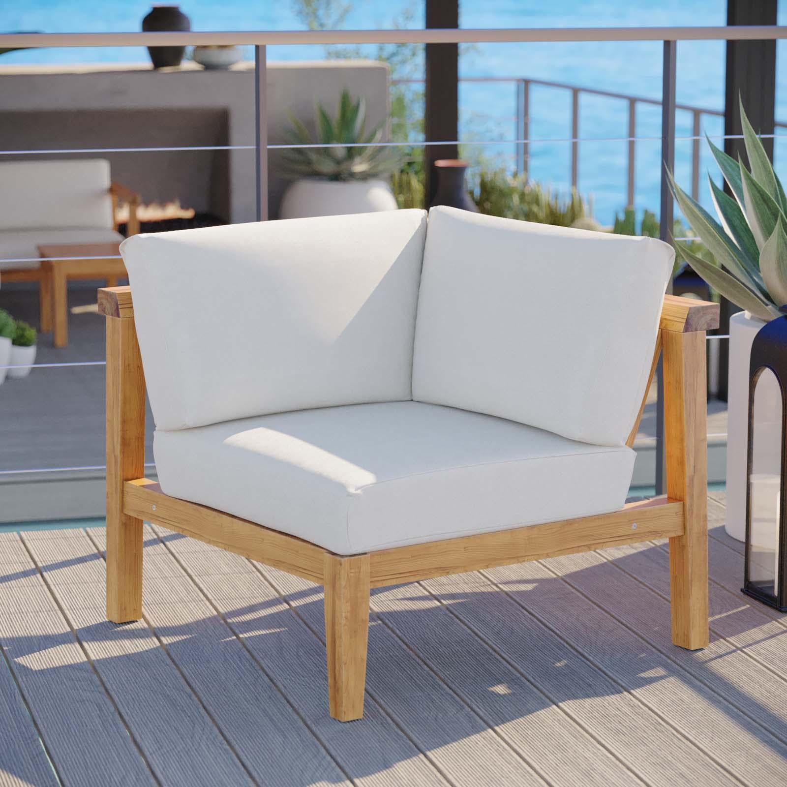 Modway Furniture Modern Bayport Outdoor Patio Teak Wood Corner Chair - EEI-4127