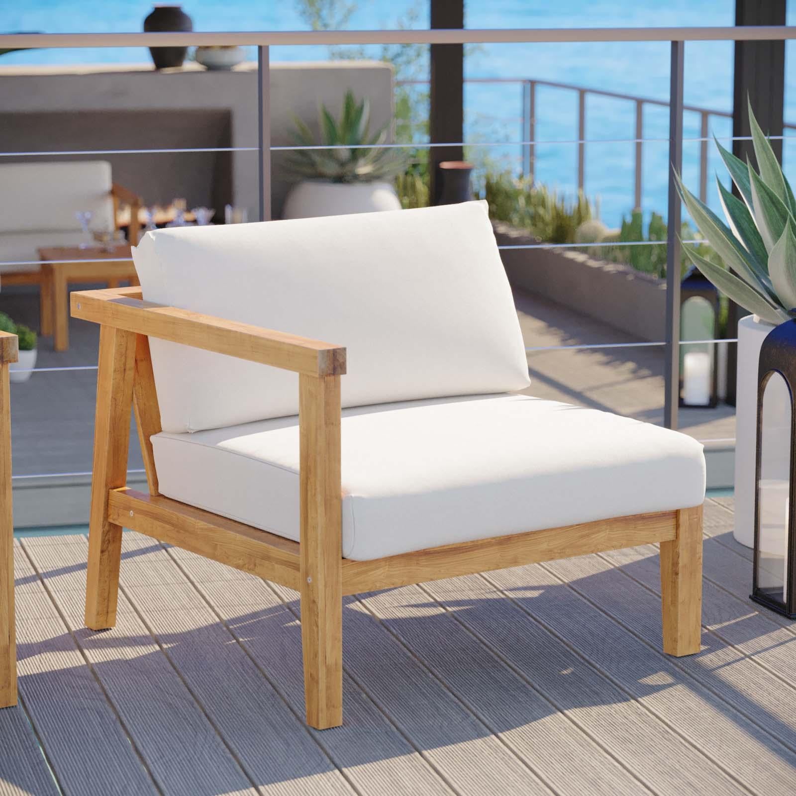 Modway Furniture Modern Bayport Outdoor Patio Teak Wood Left-Arm Chair - EEI-4128