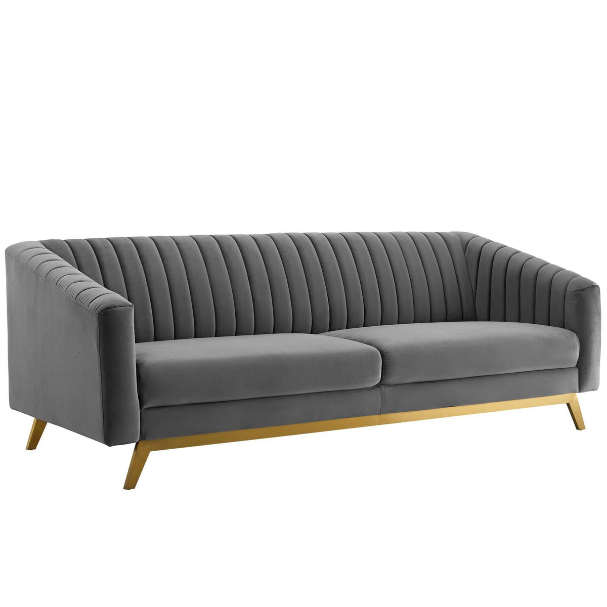 Modway Furniture Modern Valiant Vertical Channel Tufted Performance Velvet Sofa and Armchair Set - EEI-4140
