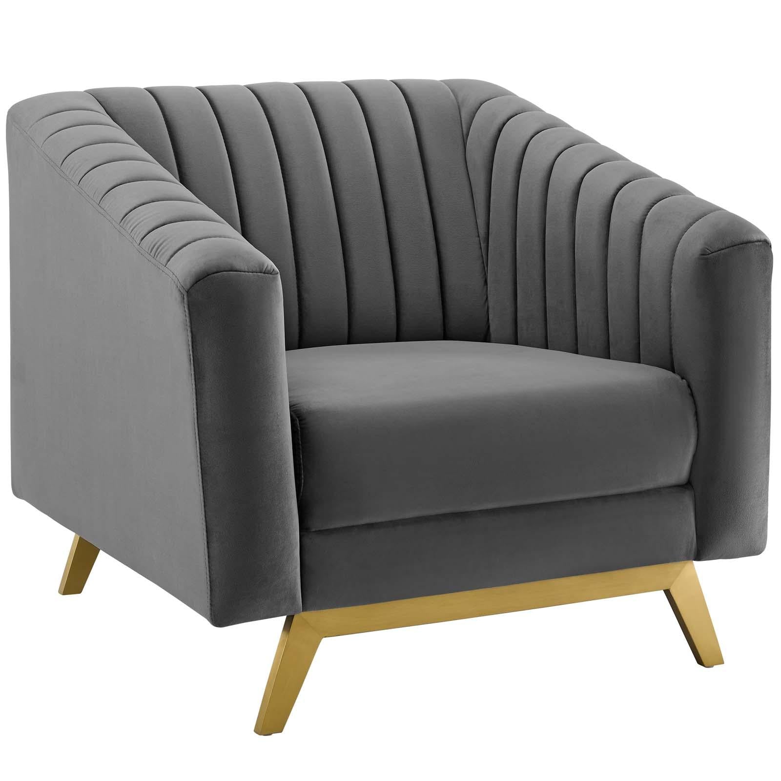 Modway Furniture Modern Valiant Vertical Channel Tufted Upholstered Performance Velvet 3 Piece Set - EEI-4141
