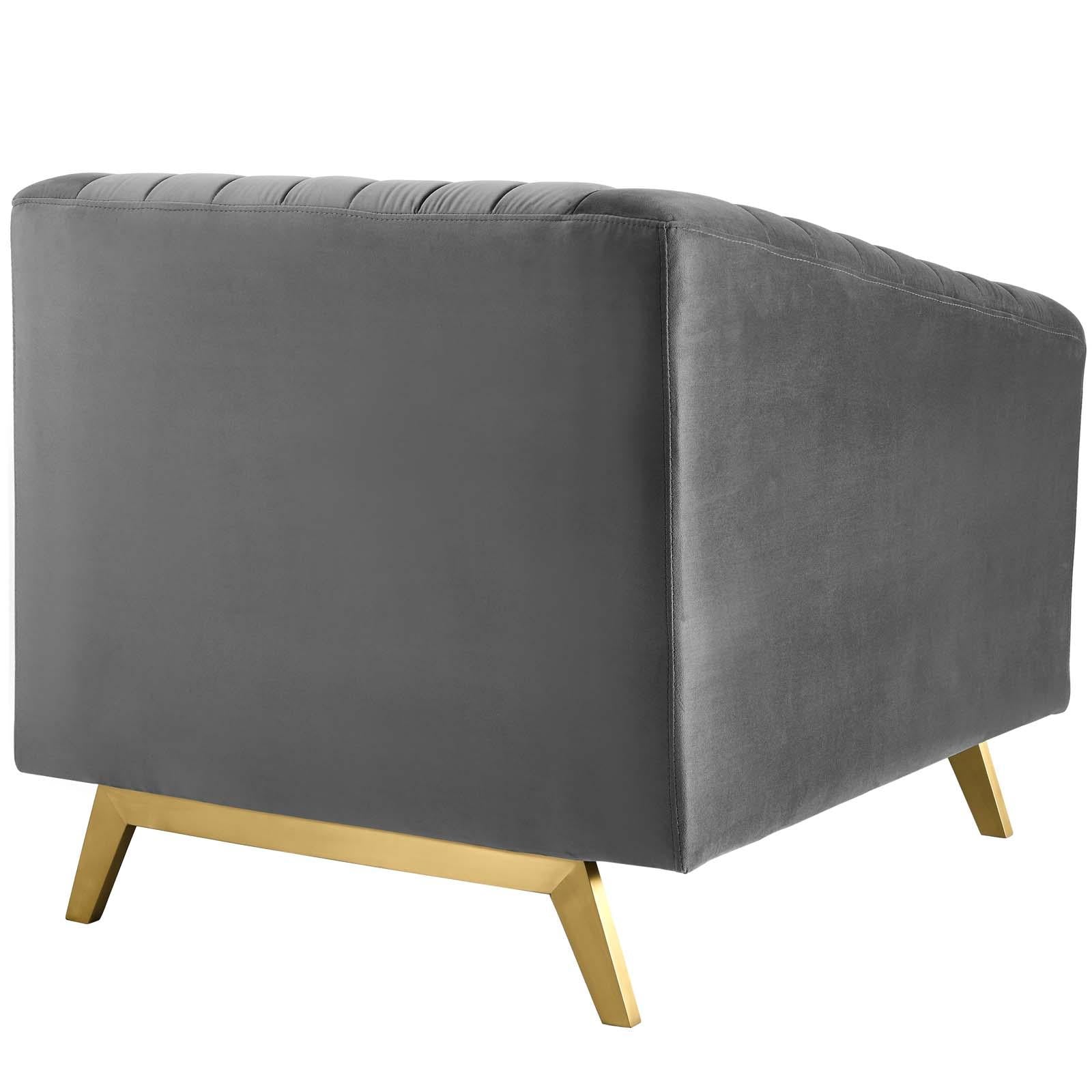 Modway Furniture Modern Valiant Vertical Channel Tufted Upholstered Performance Velvet Armchair Set of 2 - EEI-4142