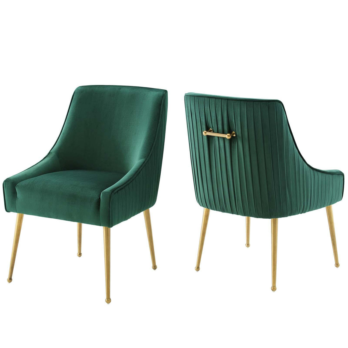 Modway Furniture Modern Discern Pleated Back Upholstered Performance Velvet Dining Chair Set of 2 - EEI-4149