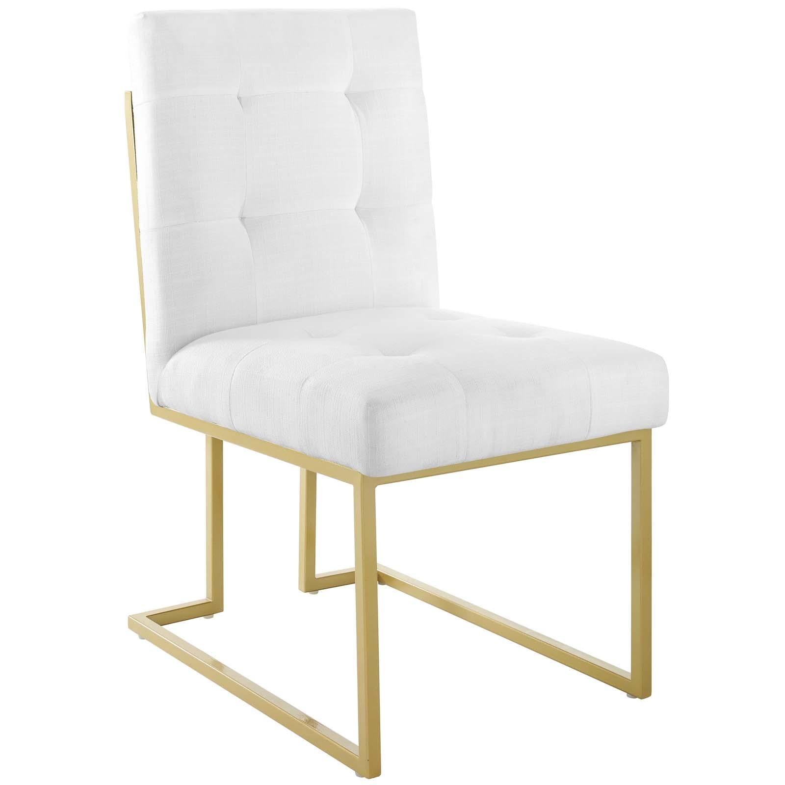 Modway Furniture Modern Privy Gold Stainless Steel Upholstered Fabric Dining Accent Chair Set of 2 - EEI-4151