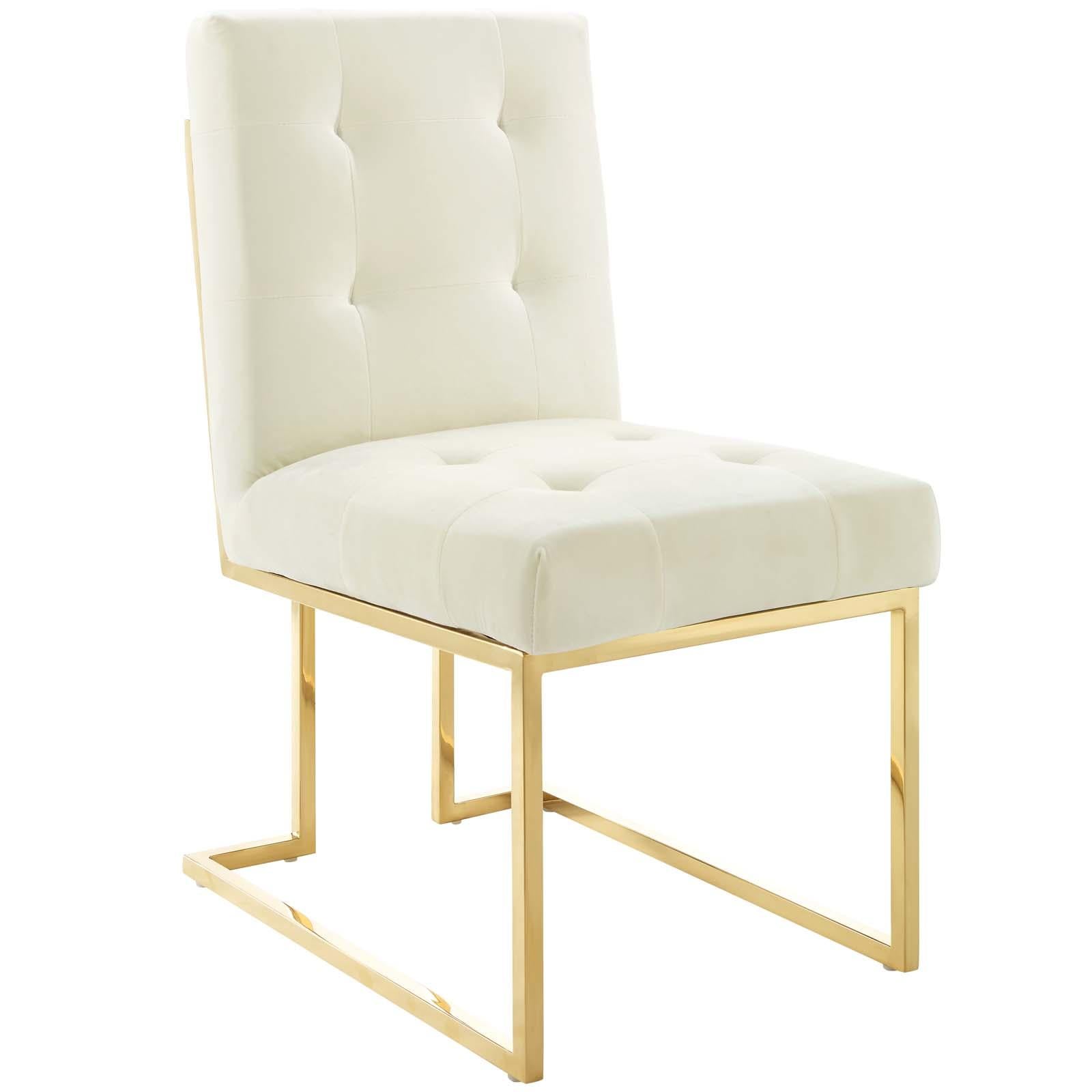 Modway Furniture Modern Privy Gold Stainless Steel Performance Velvet Dining Chair Set of 2 - EEI-4152