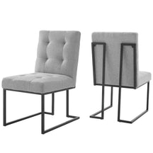 Modway Furniture Modern Privy Black Stainless Steel Upholstered Fabric Dining Chair Set of 2 - EEI-4153