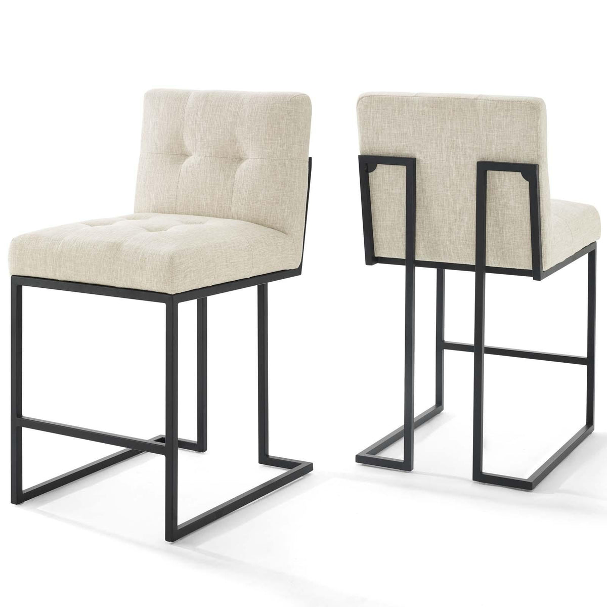 Modway Furniture Modern Privy Black Stainless Steel Upholstered Fabric Counter Stool Set of 2 - EEI-4156
