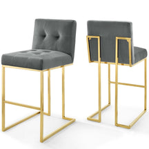 Modway Furniture Modern Privy Gold Stainless Steel Performance Velvet Bar Stool Set of 2 - EEI-4158