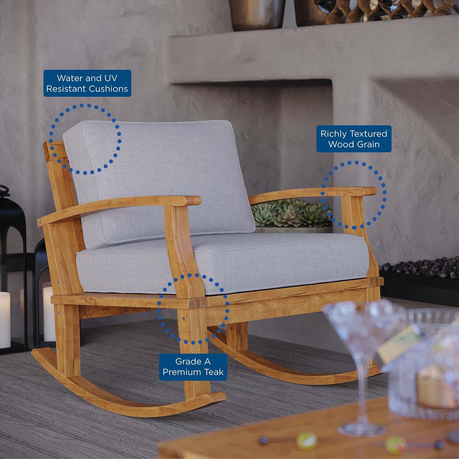 Modway Furniture Modern Marina Outdoor Patio Teak Rocking Chair - EEI-4177