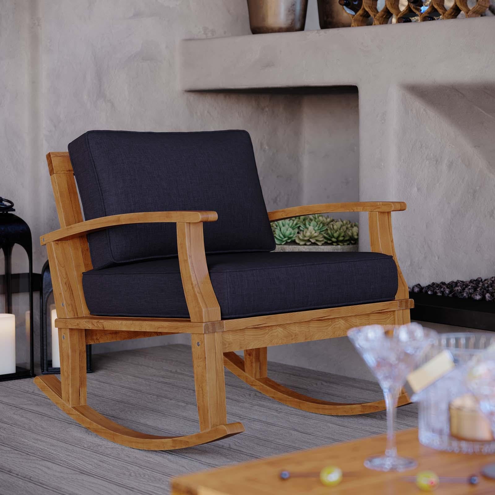 Modway Furniture Modern Marina Outdoor Patio Teak Rocking Chair - EEI-4177
