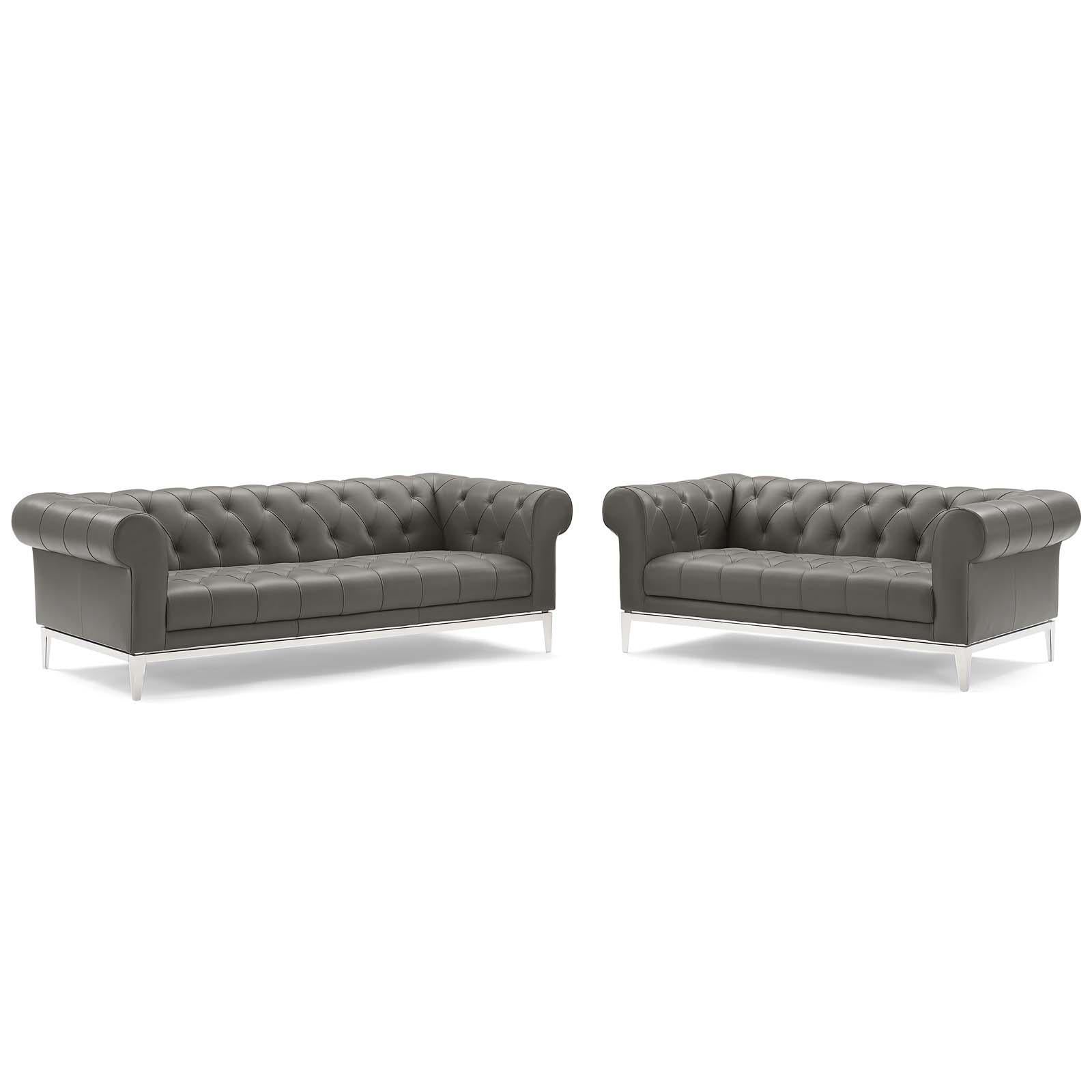 Modway Furniture Modern Idyll Tufted Upholstered Leather Sofa and Loveseat Set - EEI-4189