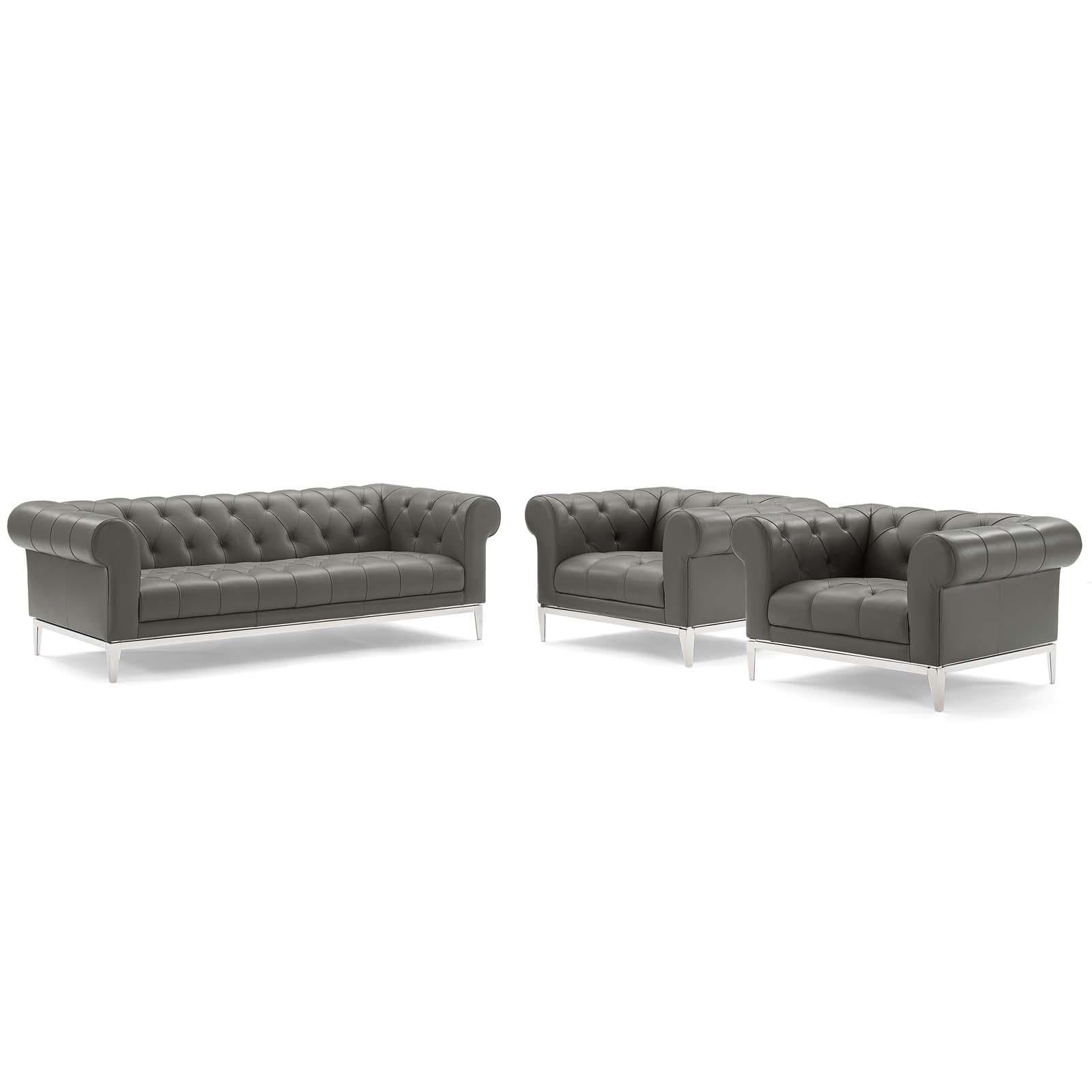 Modway Furniture Modern Idyll Tufted Upholstered Leather 3 Piece Set - EEI-4192