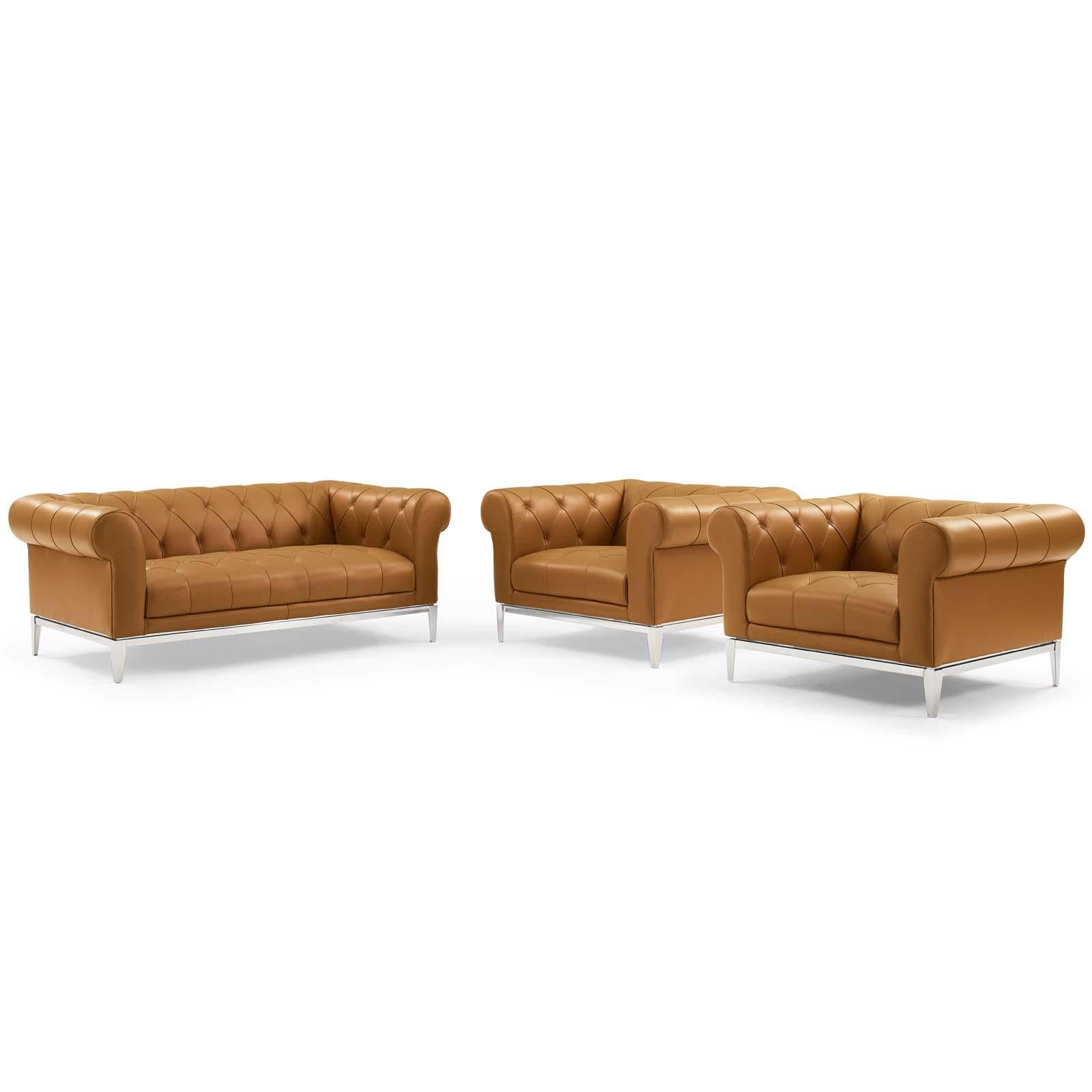 Modway Furniture Modern Idyll Tufted Upholstered Leather 3 Piece Set - EEI-4194