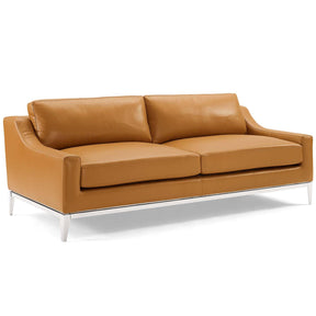 Modway Furniture Modern Harness Stainless Steel Base Leather Sofa and Loveseat Set - EEI-4196