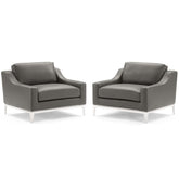 Modway Furniture Modern Harness Stainless Steel Base Leather Armchair Set of 2 - EEI-4202