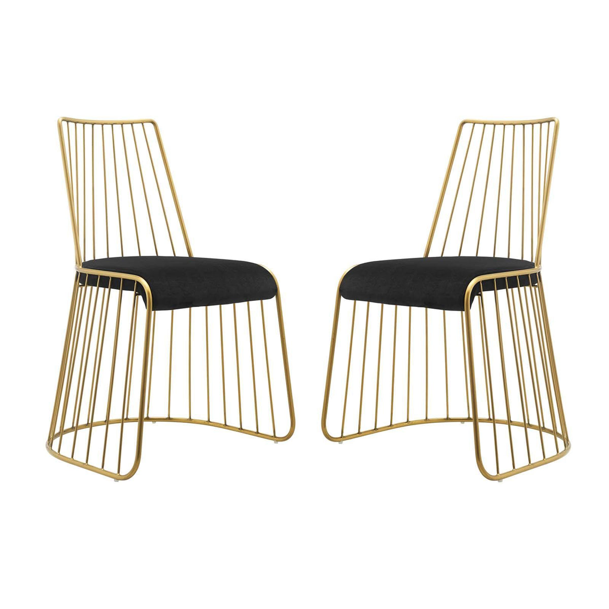 Modway Furniture Modern Rivulet Gold Stainless Steel Performance Velvet Dining Chair Set of 2 - EEI-4232