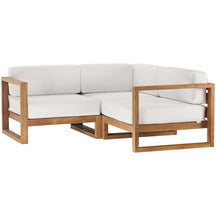 Modway Furniture Modern Upland Outdoor Patio Teak Wood 3-Piece Sectional Sofa Set - EEI-4255